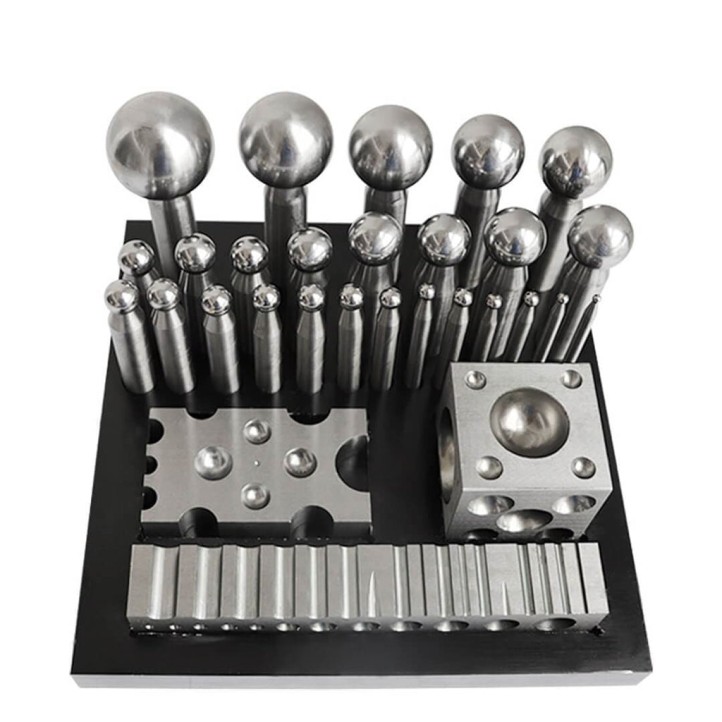 Steel Dapping Set - 29 Punches and Block