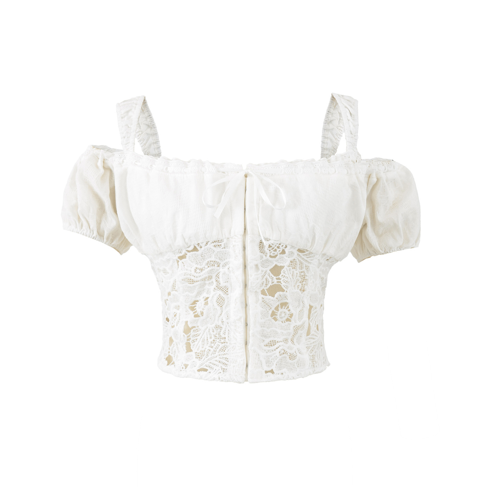 Lace patchwork top+lace patchwork skirt - Image 5