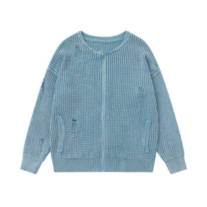 Water washed perforated crochet loose knit
