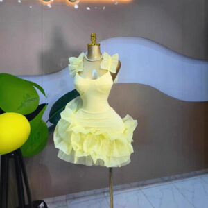 Sweet Style Women's Strapless Bubble Short Dress with Sleeveless Bodice and Waistline, Casual Chic Mini Dress