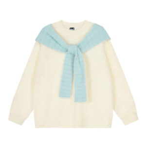 Cashmere Knit Sweater Loose Oversized Hooded Chic Korean-Style Knit Top