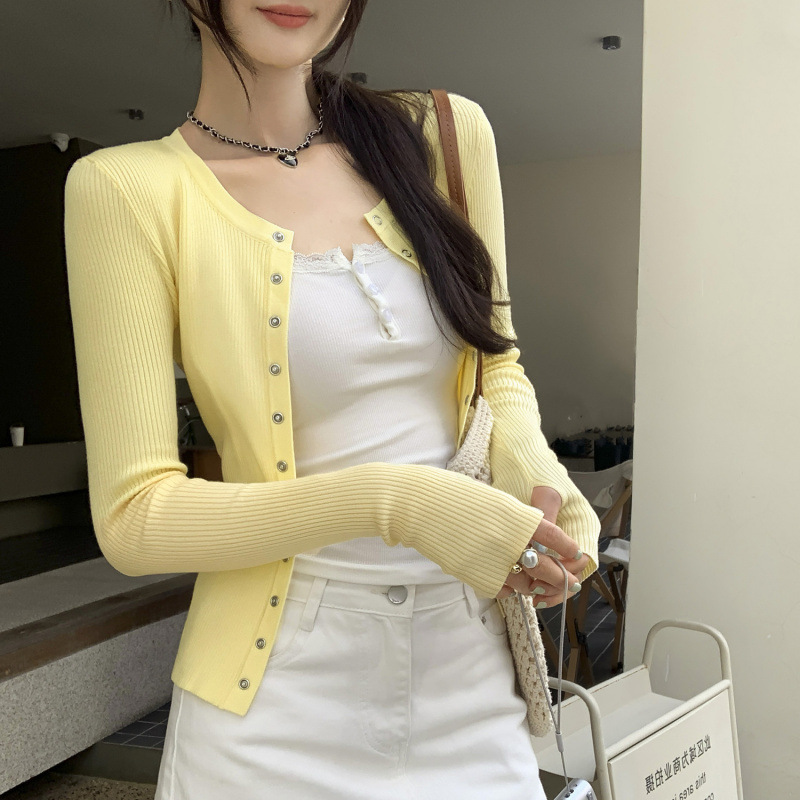 Chiffon Rayon White Lightweight Sun Protection Long Sleeve Knit Cardigan - Image 6