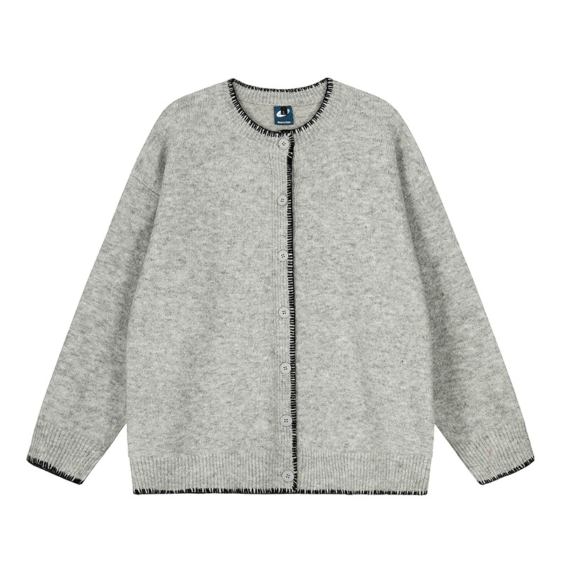 Hand-Stitched Knit Cardigan Loose Casual Versatile Sweater Coat - Image 5