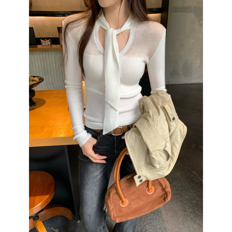 V-Neck Slim Fit Long Sleeve Knit Top for Women - Image 5