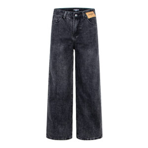 Chino-style Retro Distressed Denim Pants Men Straight Leg Long Trousers Drapey Wide Leg Floor-length Pants