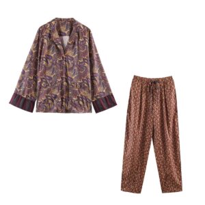 Paisley pajama style shirt+pants set