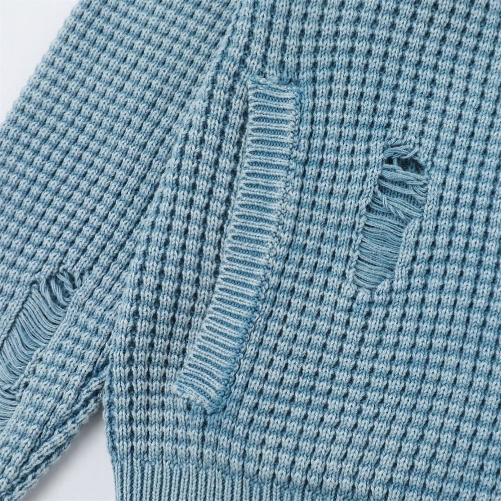 Water washed perforated crochet loose knit - Image 3