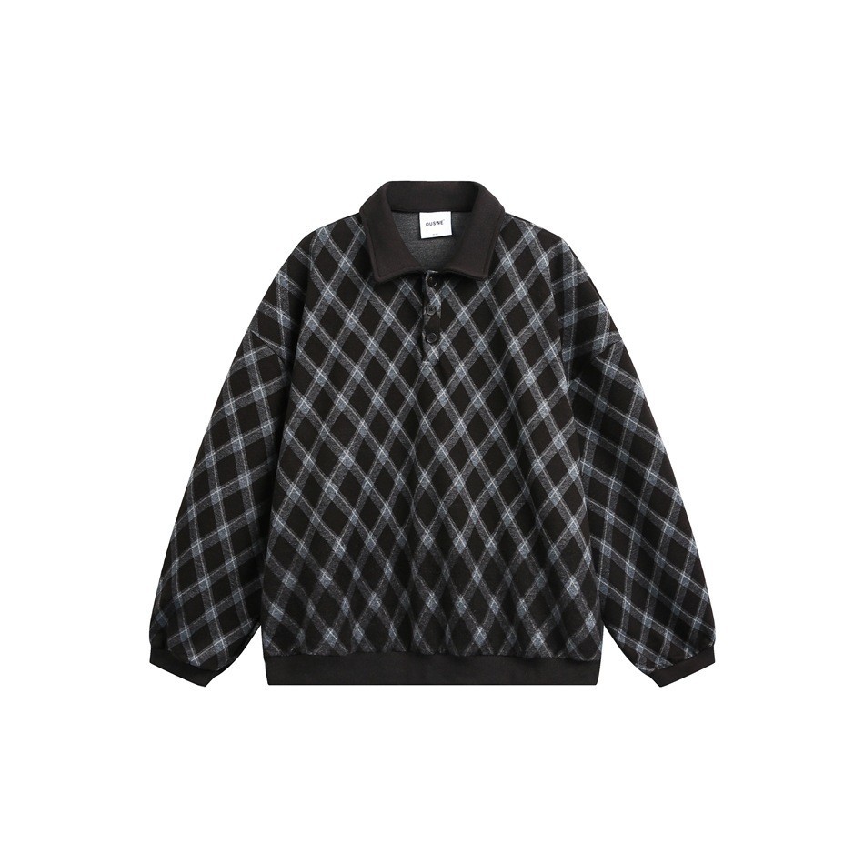 Preppy Style Polo Shirt Outerwear Unisex Turn-down Collar Sweatshirt - Image 6