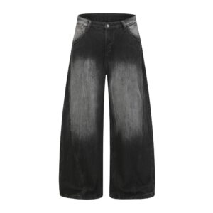 Color blocked polished and washed denim jeans