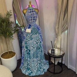 Fashionable Women's Dress, Printed, Sleeveless, Belted, A-Line, Long Dress