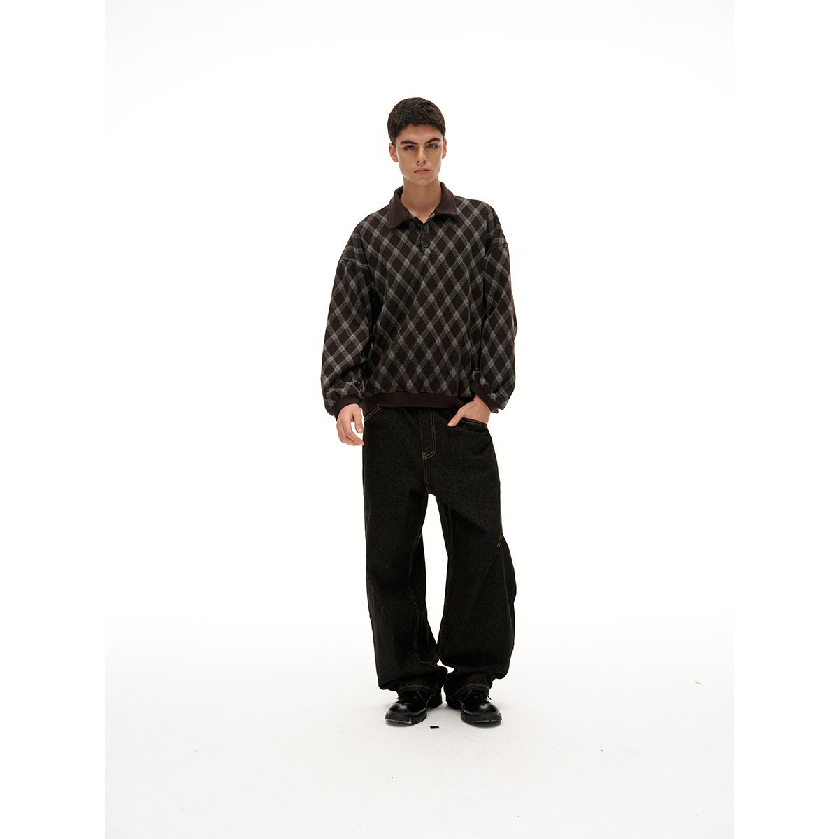 Preppy Style Polo Shirt Outerwear Unisex Turn-down Collar Sweatshirt - Image 2