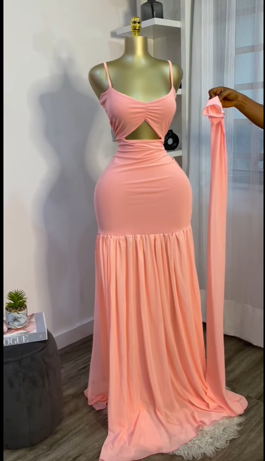 Style Strapless Spliced Sleeveless Dress with Scarf, Elegant Fitted Long Dress - Image 4