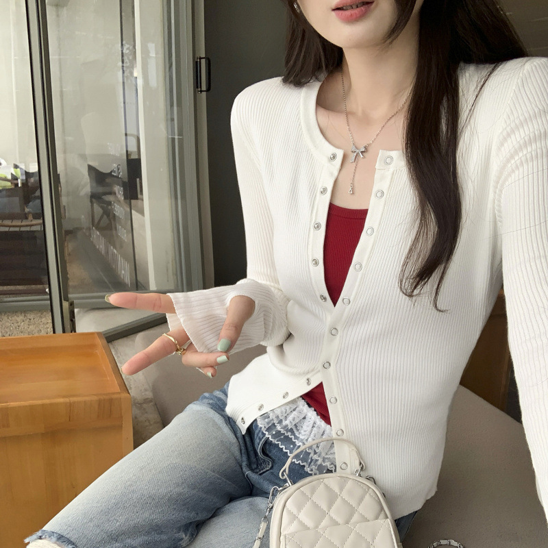 Chiffon Rayon White Lightweight Sun Protection Long Sleeve Knit Cardigan - Image 7