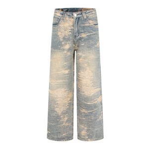 Street Style Washed Distressed Straight Loose Jeans Slimming Fashion Wide Leg Long Pants Trendy