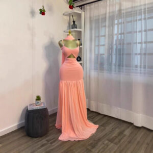 Style Strapless Spliced Sleeveless Dress with Scarf, Elegant Fitted Long Dress