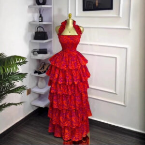 Elegant Strapless Detachable Back Beach Dress with Ruffle Tiered Long Dress