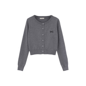 Embroidery Slim Knit Cardigan Women's Unique Design Versatile Fitted Short Top