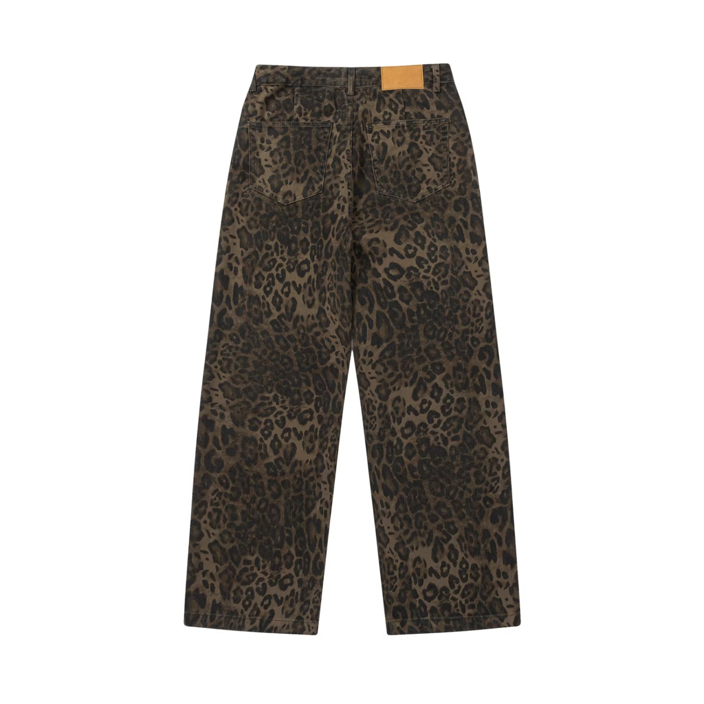 Leopard Print Straight Leg Washed Casual Pants - Image 2