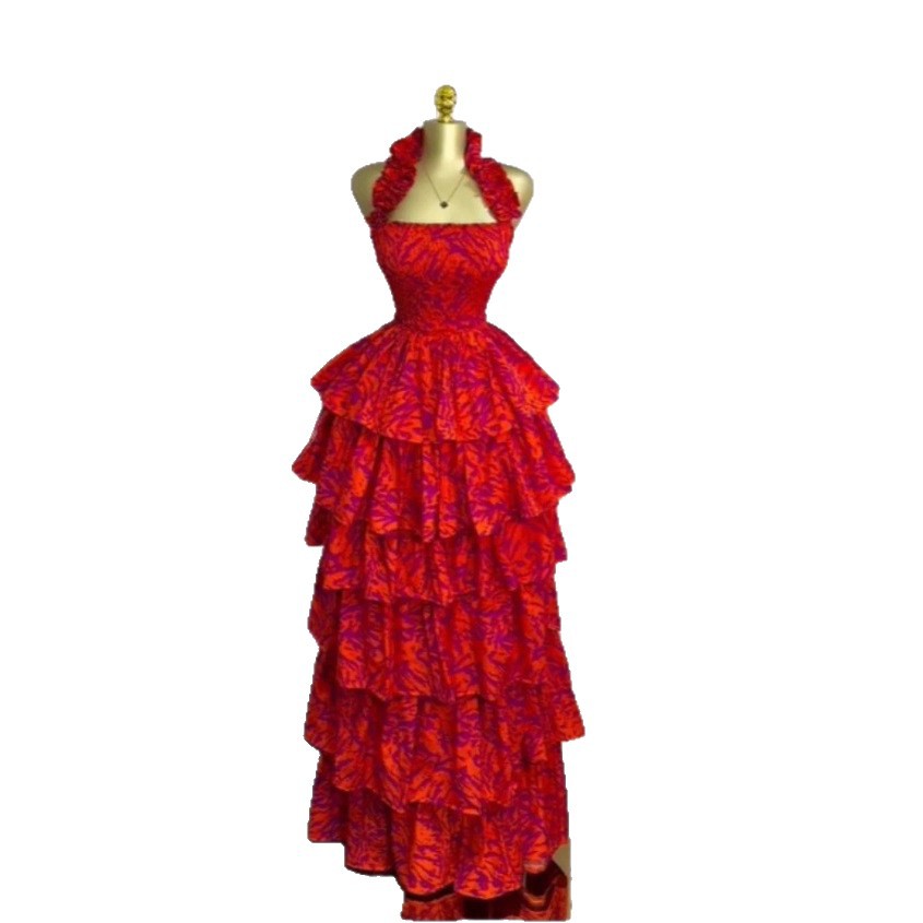 Elegant Strapless Detachable Back Beach Dress with Ruffle Tiered Long Dress - Image 5