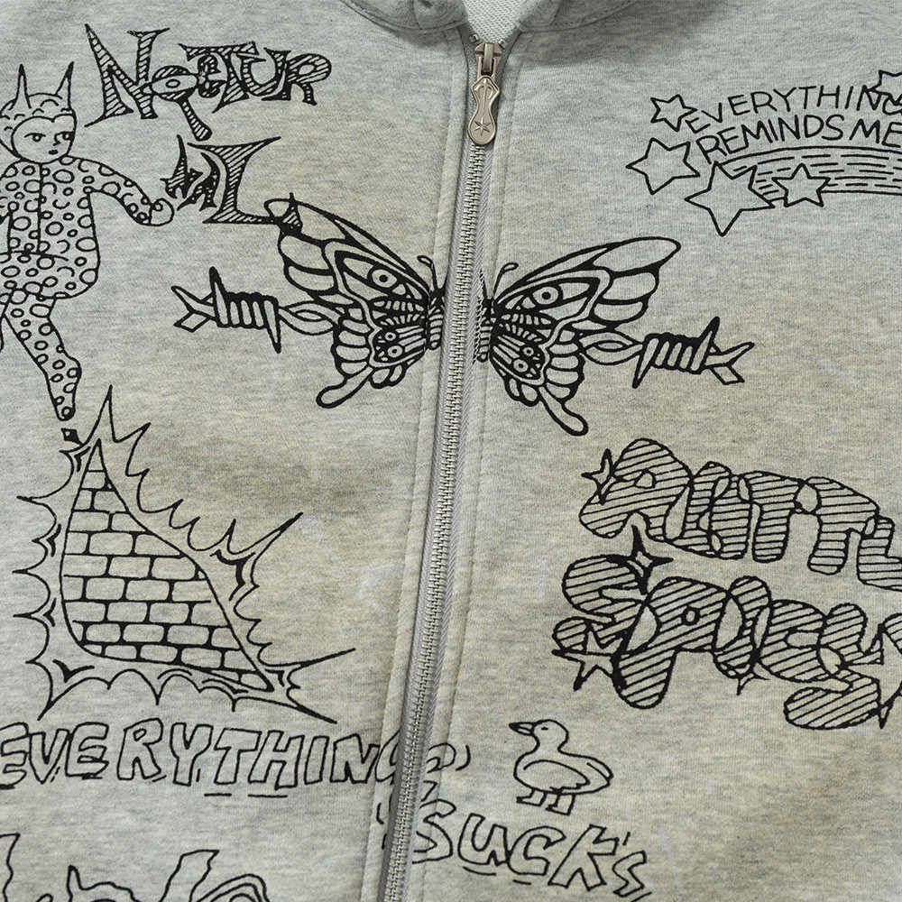 Abstract pattern dirty hooded sweatshirt - Image 3