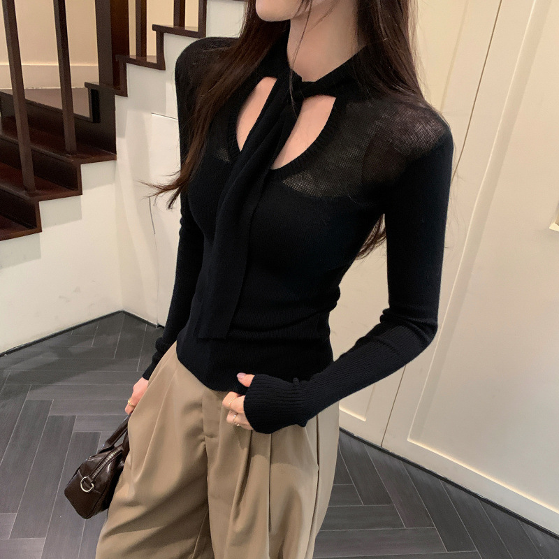 V-Neck Slim Fit Long Sleeve Knit Top for Women - Image 6