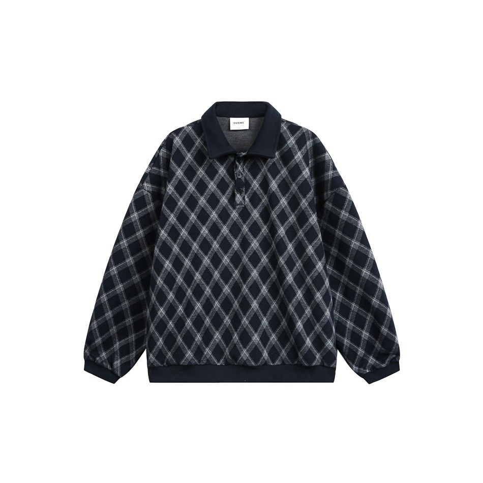 Preppy Style Polo Shirt Outerwear Unisex Turn-down Collar Sweatshirt