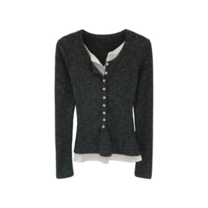 Style Minimalist High-End Knitwear Long Sleeve Top for Women