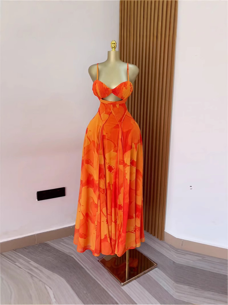 Summer Casual Boho Tie-Dye Print Strapless Backless Maxi Dress for Women - Image 4