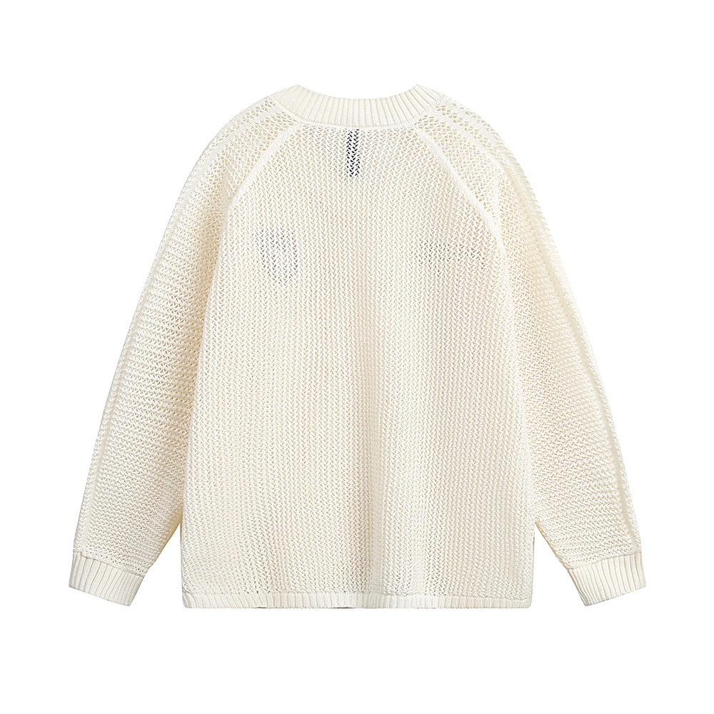 Hollow jacquard V-neck pullover knitted sweater - Image 2